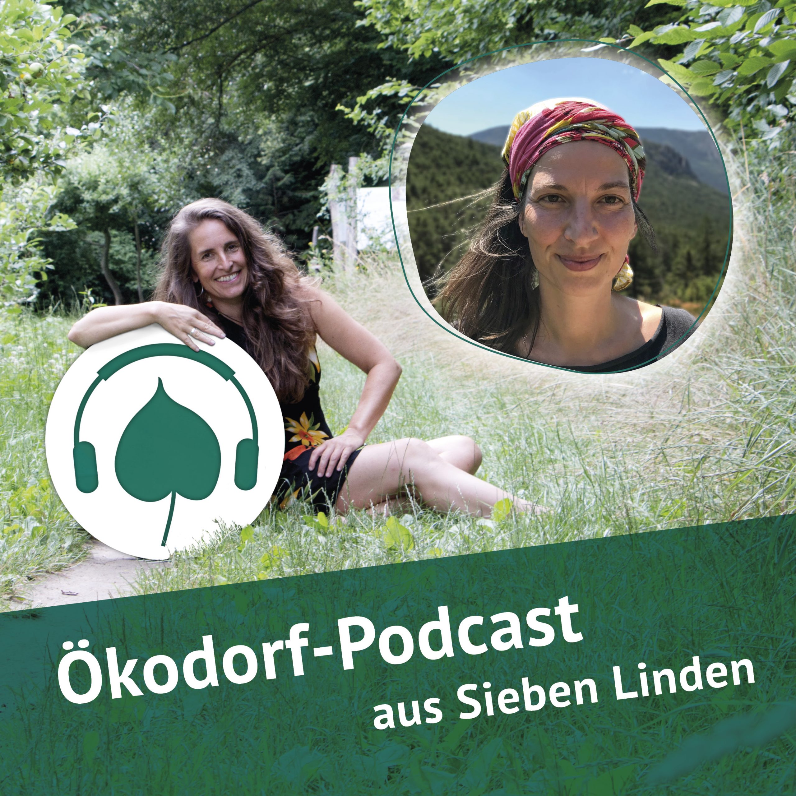 Podcastcover-Foto. Man sieht Simone, ein Bild von Sandra Passaro in einem Kreis die im Podcast über Permakultur in der Stadt spricht