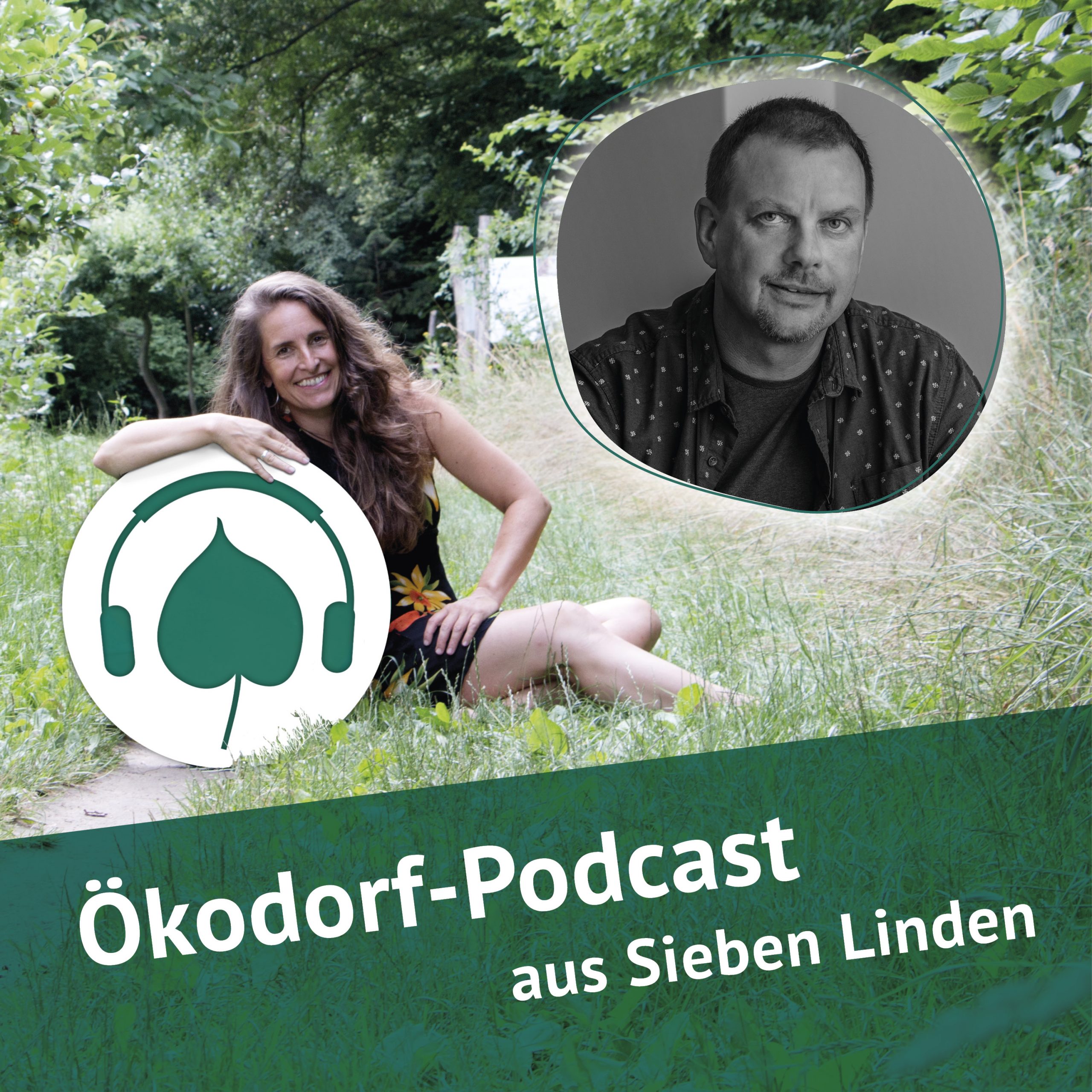 Podcastcover-Foto. Man sieht Simone, ein Bild von Uwe Buermann in einem Kreis und das Podcastlogo.