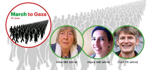 Irma, Jnana und Carl gehen zum Friedensmarch nach Gaza